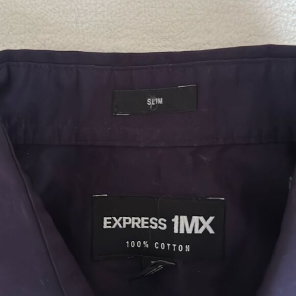 NWOT Express Mens 1 MX Purple Long Sleeve Cotton Dress Shirt. Size Medium - Picture 7 of 9